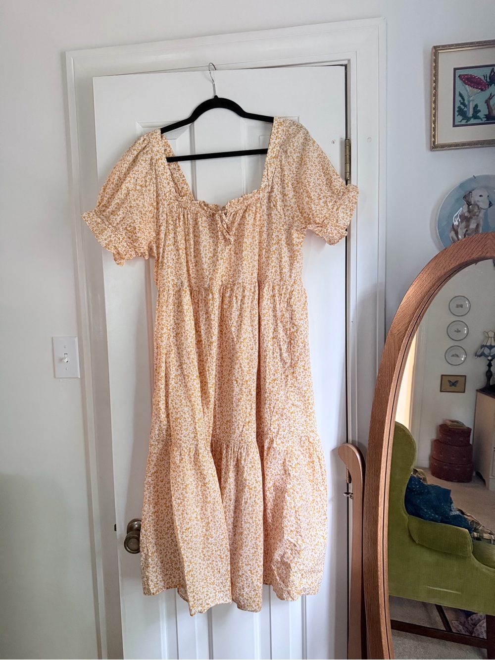 Madewell Yellow Floral Midi Dress Size Medium